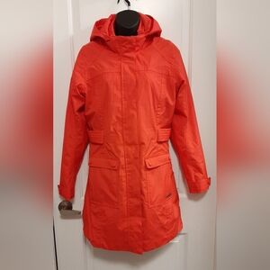 MERRELL Opti-Shell Red Full-Zip Hooded Rain Jacket Belted Women's Size Medium